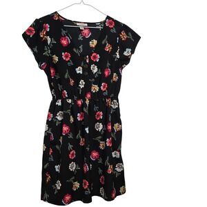 Tucker for Target Black Floral Print Button Front Dress Size Large
